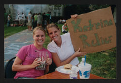 Sarah Caldwell and Lauren Werner Collecting Katrina Donations, c. 2005