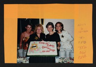 Murphy, Crandall, Small and Miketinac with 75th Birthday Cake Photograph, September 13, 1999