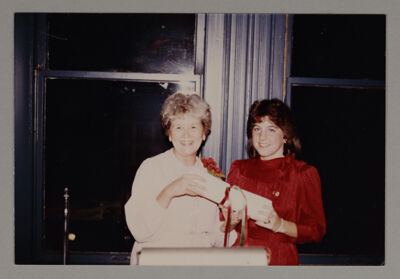 Renee Trabert Receiving Charter from D'Alice Cochran Photograph, October 27, 1984