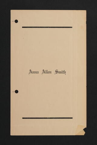 Anna Allen Smith Funeral Program, 1932