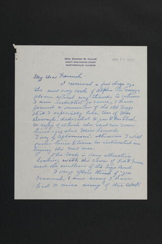 Nellie Childe to Hannah Keenan Letter, April 19, 1953