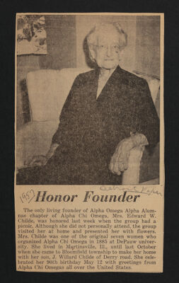 Honor Founder Newspaper Clipping, 1957