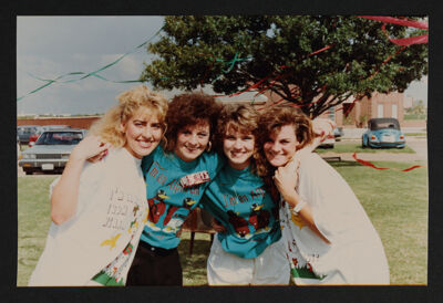 Four Gamma Rho (Texas Tech University) members on Bid Day, photograph, August 1989