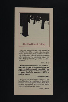 The MacDowell Colony Brochure, c. 1988