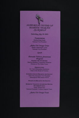 Supporting Victims of Domestic Violence Luncheon Program, July 28, 2001