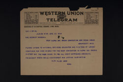 Alta Allen Loud to Mrs. Herbert Marshall Telegram, June 22, 1924
