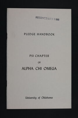 Psi Chapter Pledge Handbook, c. 1960