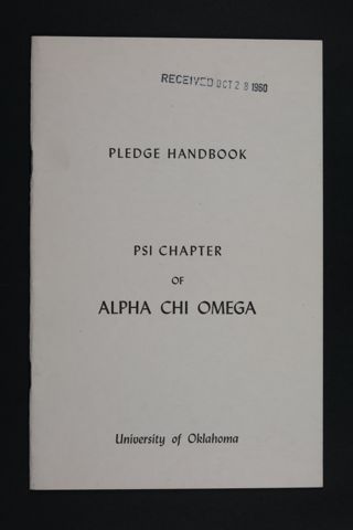 Psi Chapter Pledge Handbook, c. 1960