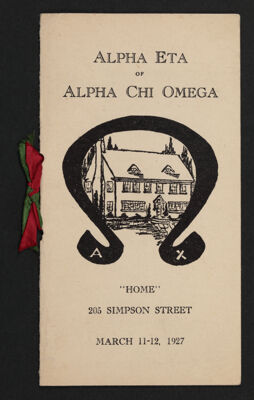 Alpha Eta Chapter House Dedication Program, March 11-12, 1927