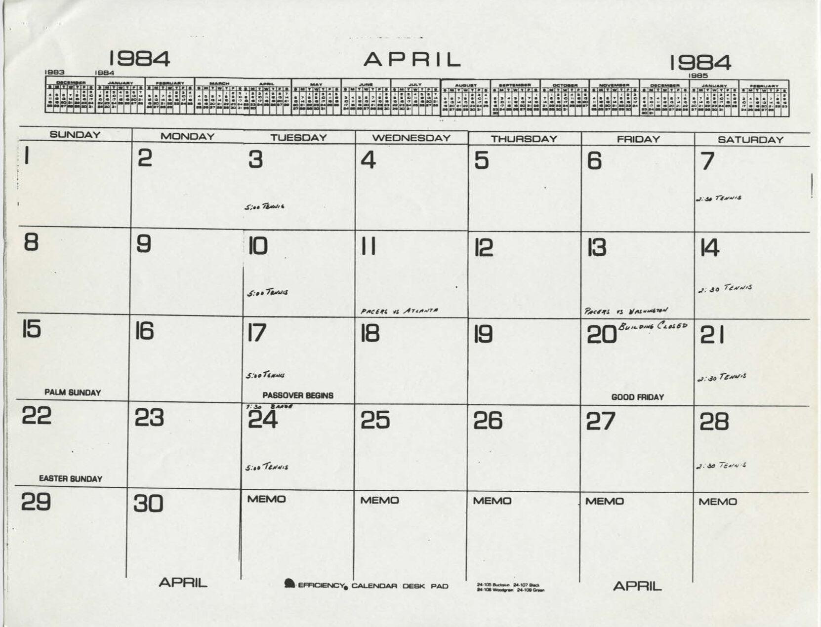 April 1984 Monthly Calendar (PDF, Word, Excel), 56 OFF