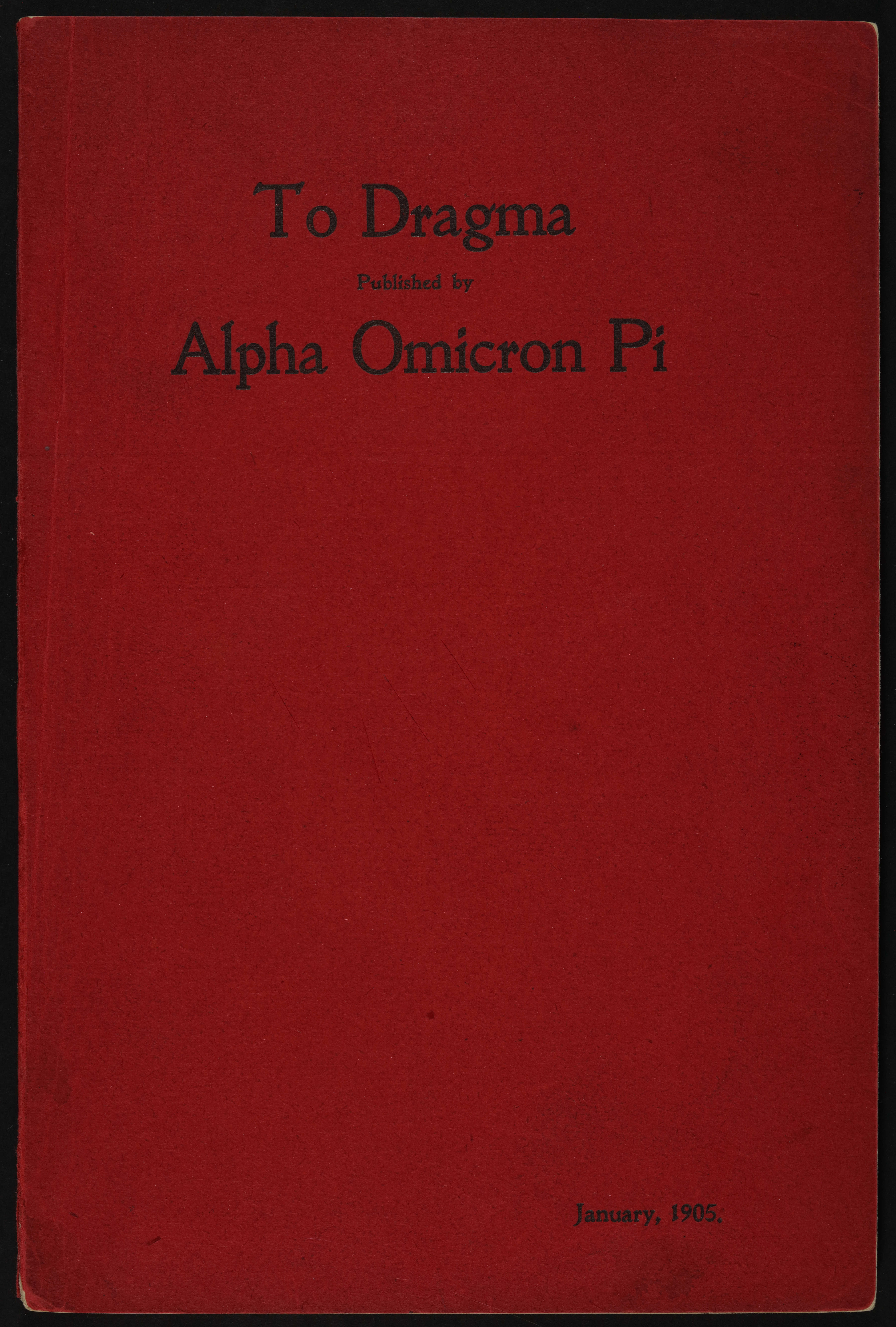To Dragma, Vol. 1, No. 1, January 1905