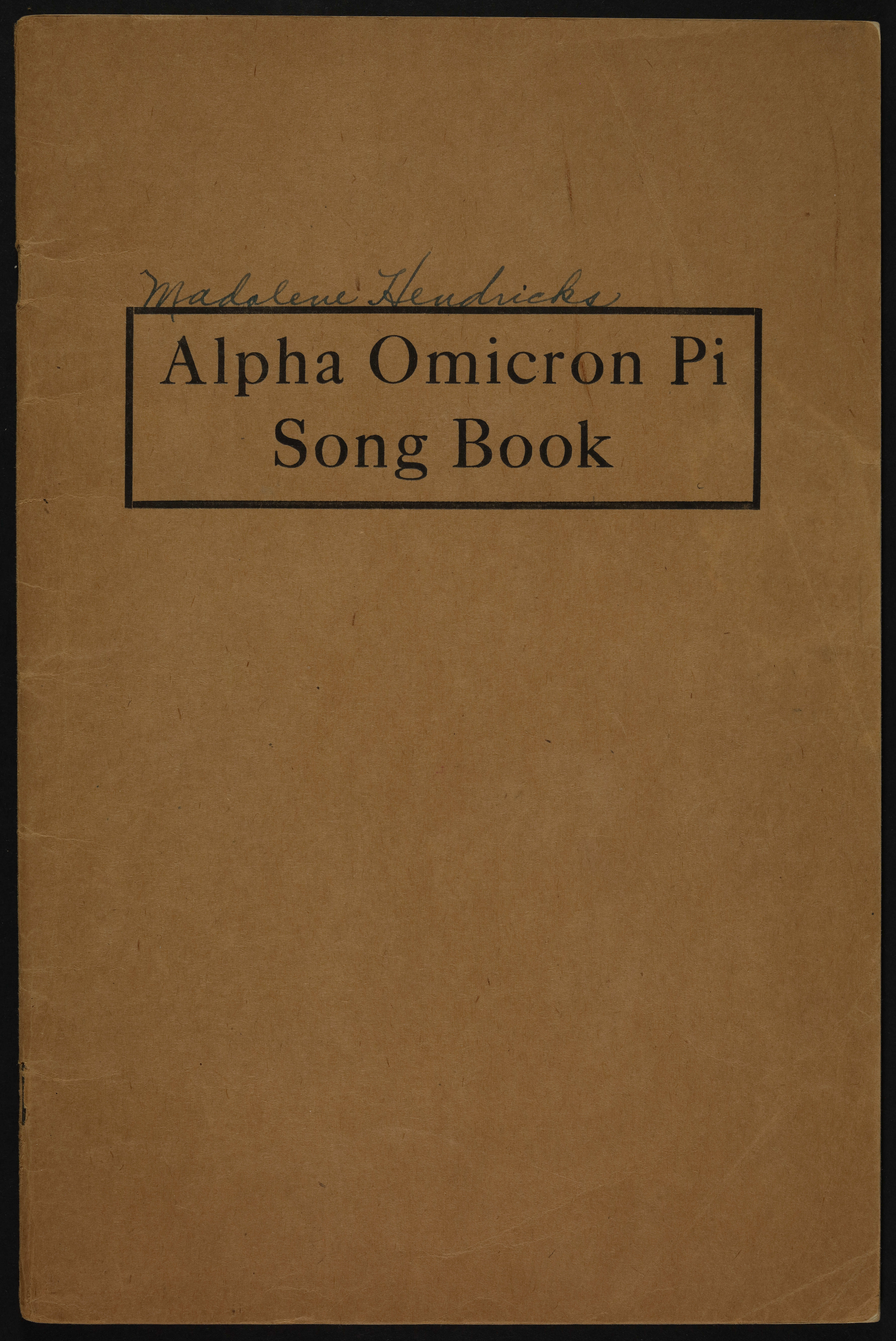 Alpha Omicron Pi Song Book, 1921