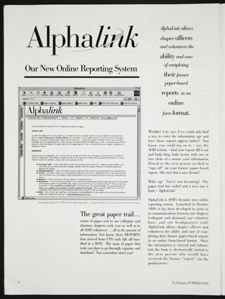 AlphaLink: Our New Online Reporting System Magazine Clipping, Summer 2000