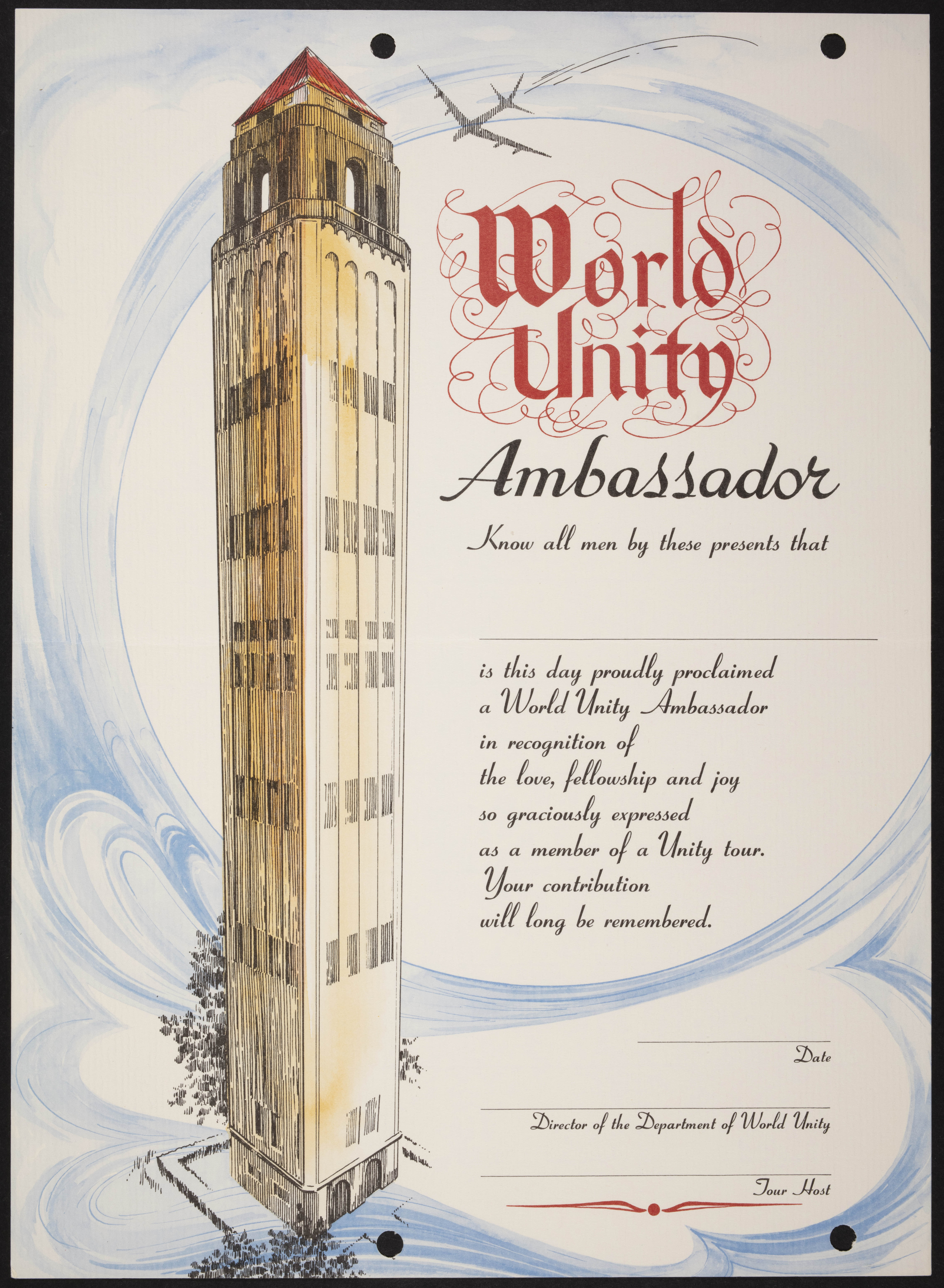 Department of World Unity Founded