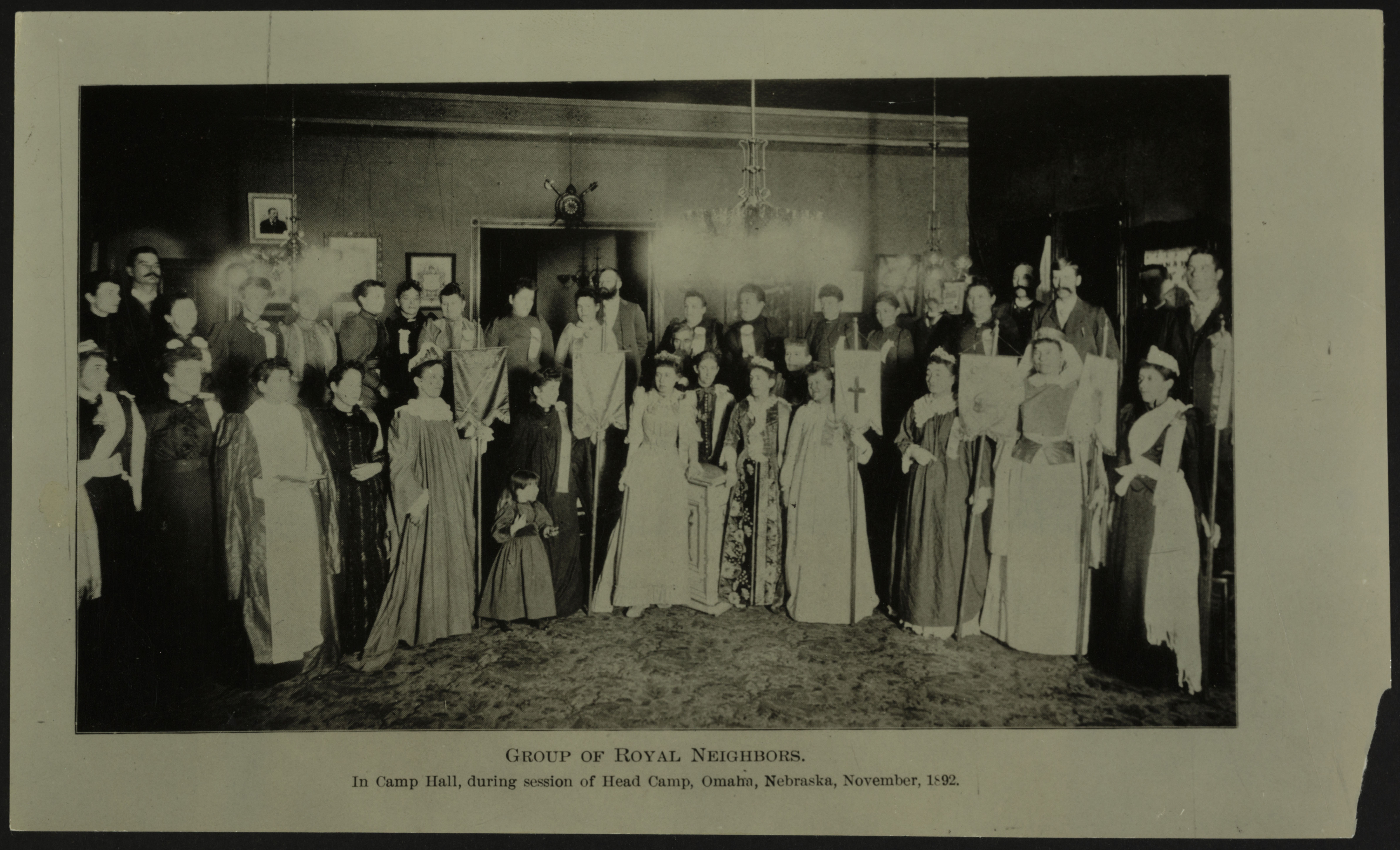 Group of Royal Neighbors in Camp Hall Photograph, November 1892