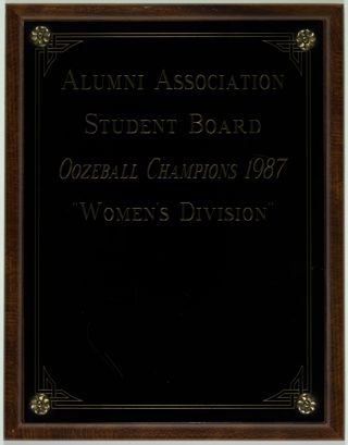 University of Missouri Alumni Association Student Board Oozeball Champions Plaque, 1987