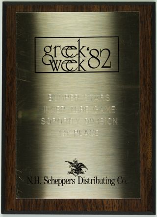 University of Missouri Greek Week Sorority Division First Place Plaque, 1982
