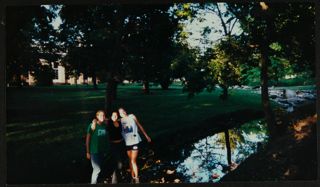 Three Missouri Alpha Chapter Members in a Brook Photograph, November 2000