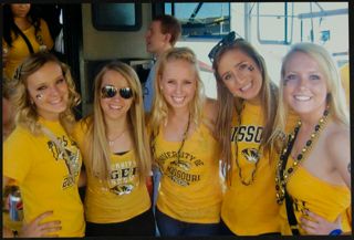 Five Missouri Alpha Chapter Members at Football Game Photograph