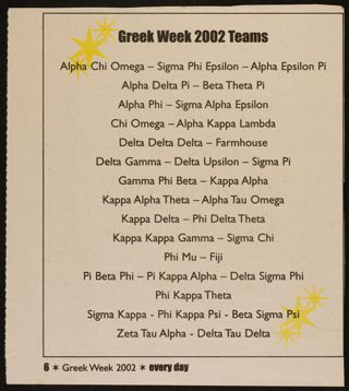 Greek Week 2002 Teams Newspaper Clipping, 2002