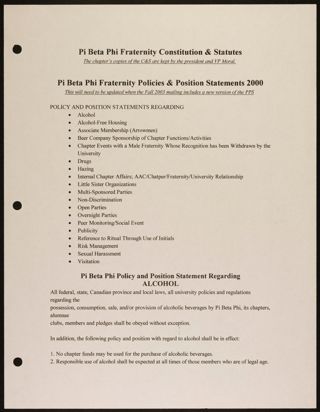 Pi Beta Phi Fraternity Constitution & Statutes 1, 2000