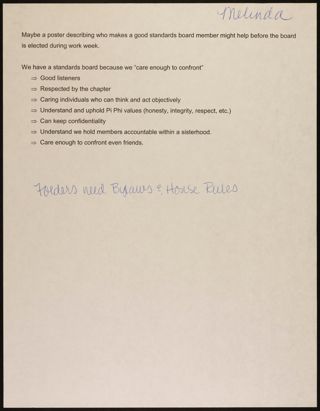 Missouri Alpha Chapter Standards Board Member Qualifications List, c. 2003