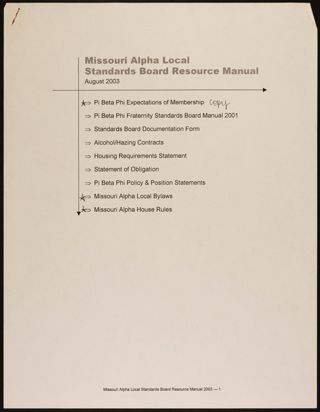 Missouri Alpha Local Standards Board Resource Manual, August 2003