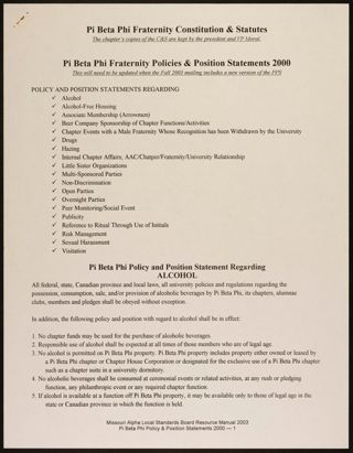 Pi Beta Phi Fraternity Constitution & Statutes 2, 2000