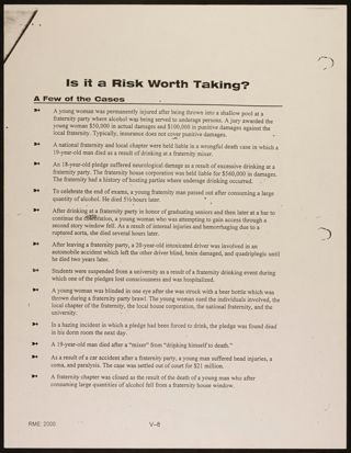 Is It a Risk Worth Taking?, 2000