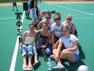 Six Missouri Alpha Chapter Members on Tennis Court Photograph, 2004