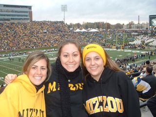 Three Missouri Alpha Chapter Members at a Football Game Photograph, 2004