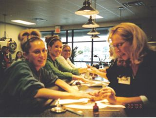 Missouri Alpha Chapter Members Getting Manicures Photograph, 2004