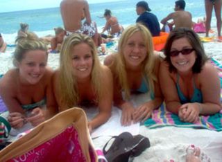 Mariah, Meredith, Catherine, and Unidentified at the Beach Photograph, 2004