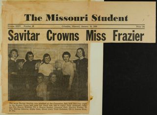 Savitar Crown Miss Fraziee Newspaper Clipping, January 18, 1954