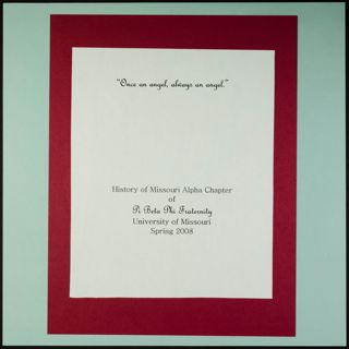 Missouri Alpha Chapter History Scrapbook, Spring 2008, Page 1