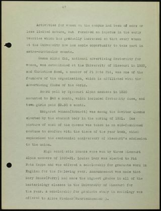Missouri Alpha Chapter History Binder, 1900-1997, Page 10