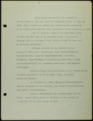 Missouri Alpha Chapter History Binder, 1900-1997, Page 11