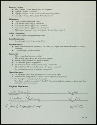 Missouri Alpha Chapter History Binder, Spring 2005, Page 3