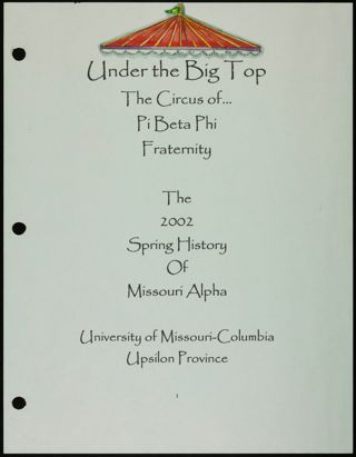 Missouri Alpha Chapter History Binder, Spring 2002