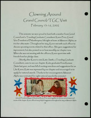 Missouri Alpha Chapter History Binder, Spring 2002, Page 70