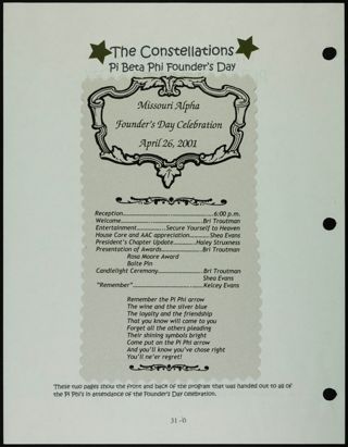 Missouri Alpha Chapter History Binder, Spring 2001, Page 33