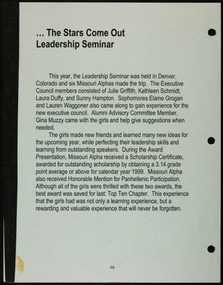 Missouri Alpha Chapter History Binder, Spring 2000, Page 68