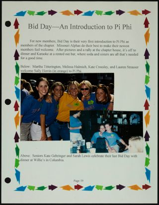 Missouri Alpha Chapter History Binder, Fall 1999, Page 19