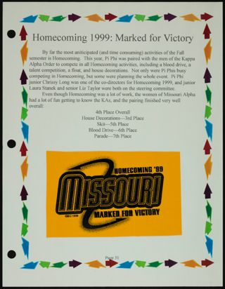 Missouri Alpha Chapter History Binder, Fall 1999, Page 31
