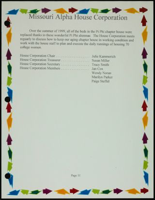 Missouri Alpha Chapter History Binder, Fall 1999, Page 11