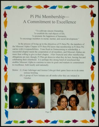Missouri Alpha Chapter History Binder, Fall 1999, Page 16