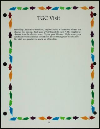 Missouri Alpha Chapter History Binder, Spring 1999, Page 74