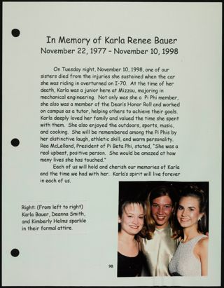 Missouri Alpha Chapter History Binder, Fall 1998, Page 114