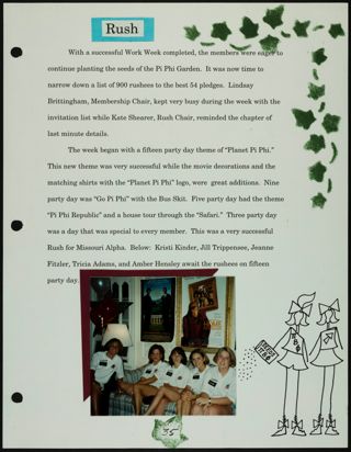 Missouri Alpha Chapter History Binder, Fall 1996, Page 36