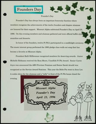 Missouri Alpha Chapter History Binder, Spring 1996, Page 40